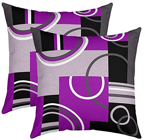 Abstrakte Streifen Wirbel Kissenbezüge Modern Lila Weiß Kissenbezüge Geometrische Kreise Linien Wurf Kissenbezüge Chic Schwarz Grau Grafik Einfacher Stil Dekorative Akzent Kissenbezüge 20x20 Set von 2