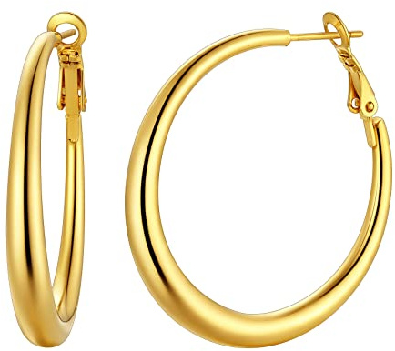 Richsteel Damen Ohrringe Hoop Creolen Ohrstecker in Silber Gold Schwarz Stern Creolen Ohrstecker Herz Ohrstecker mit Geschenkebox für Frauen Mädchen