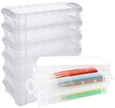 ASelected 8er-Pack Transparente Stifteboxen Stiftbox mit Deckel Aufbewahrungsbox für Stifte - 22 x 10 x 4 CM