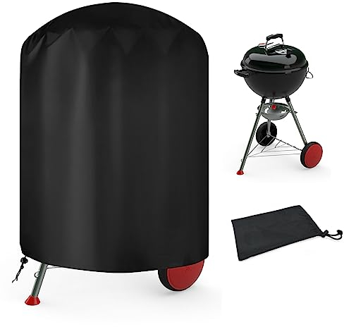 talifoca Housse Barbecue Exterieur Rond,Housse Barbecue Bâche Protection BBQ Anti-UV/Anti-l'eau,210D Oxford Bache Barbecue Exterieur Protection Ø61x72cm Housse Convient la Plupart des Grills Noir
