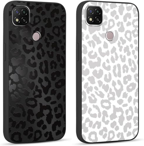 Yoedge 2 pièces Coque pour Xiaomi Redmi 9C / 9C NFC 4G 6,53 Motif de Lmprimé Léopard Étui, Noir Aesthetic Design Housse de Téléphone TPU Silicone Souple Antichoc Bumper Protection Case Cover