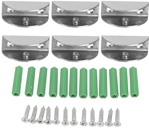 6Pcs Brushed Stainless Steel Glass Clamp Set, Lasting Holder Brackets & Panel Clips, Ideal Fixing Tool for Home Shelving, Frameless Shower Doors, and Railings, Easy Installation for Various Covers