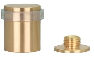 EVI Herrajes | Brass Door Stop | Ø24x30mm | Floor Mounted | Matte Finished Brass | Transparent Silicone Protection | Includes Screw + Fastening Plug | Model I-18024X30-TCB