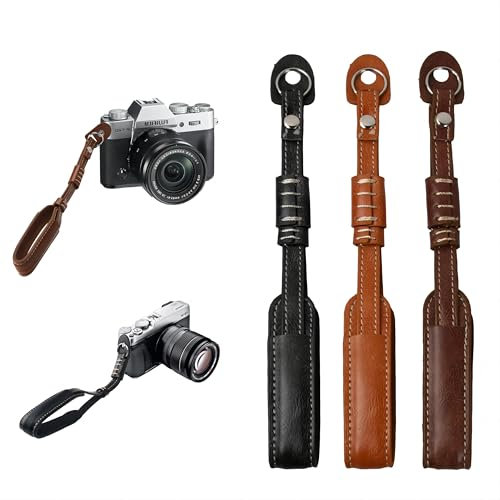 3 Pcs Dragonne de Poignet D'appareil Photo, Bracelet de Caméra en Cuir Vintage, Sangle de Poignet Réglable de Caméra, Longes de Poignet pour Caméscope, Sangle Main de Sécurité pour DSLR/Phone