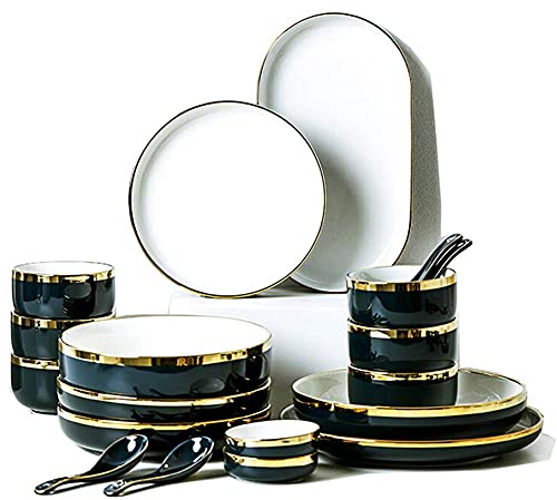 Nordic Style Dinnerware Set for 2/4/6 - Cyan Plates and Bowls - Chic Kitchen Dishes Set - Perfect for Home Dining Experience
