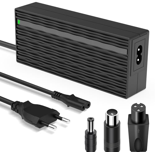Honszex 42V 2A Ladegerät für E Scooter, E-Bike, Hoverboard, Netzteil Fahrrad Elektroscooter, Universal Ladegerät mit Ladekabel 3 in 1, 36V Lithium-Akku-Ladegerät, Konformes Ladegerät, Ladeschutz