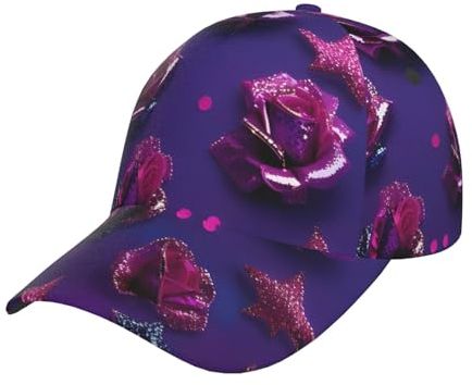 Fxuyyok Glitzer Pailletten Rose Mode Casual Sonnenhut Damen Baseball Cap Herren Verstellbar Sonnenhut Unisex Baseball Cap, Glitzer-Pailletten-Rose, One size