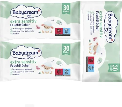 Babydream extra sensitive Feuchttücher Tücher 30 Stück x 3 Packs