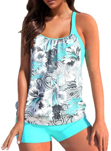 Generisch Tankini Bandeau mit Schalen breiter Slip verstellbare Träger Klassisch Strandmode Badeanzug Mit Bein Badeanzug Damen Rot Sexy