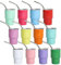 Zonpexe 12 Pcs Mini Tumbler Shot Glass with Straw and Lid, 3oz Cute Insulated Shot Cups Stainless Steel for Espresso Coffee Spirits, Wedding, Party, Funny Gifts (12 colors)