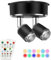Amries LED Battery Spotlights, Indoor Lights Battery Operated, Spotlights Ceiling Lights with Remote Control Dimmer Timer, Battery Wall Light for Artwork Painting Statue (RGB)