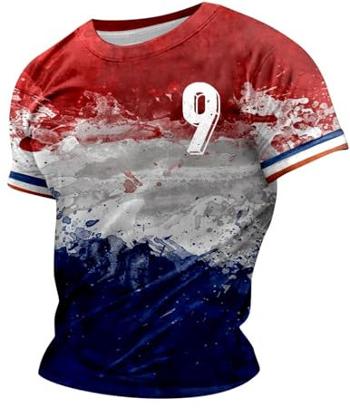 Gefomuofe T-Shirts pour Hommes Football France 2024 Coupe d'europe T-Shirts et Pantalons Manches Courtes à col Ras du Cou pour Hommes thème UEFA Europa League numéros des Joueurs français
