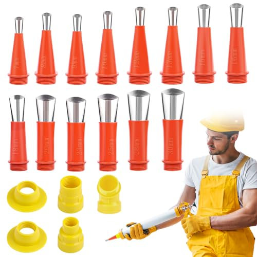 2024 Neu Universal Integrierte Gummidüse Werkzeug Kit, Verschiedene Größen Kartuschenspitzen Transparent Silikontüllen, Silikon spitzen Kartuschenspitzen (19 Stücke)