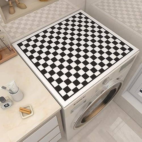 Housse De Protection Pour Machine À Laver Top 60X60Cm Grille Noire Tapis De Protection Antidérapant Pour Seche Linge, Dessus Imperméable Tapis Lave Linge Pour Cuisine Maison Salles De Bains