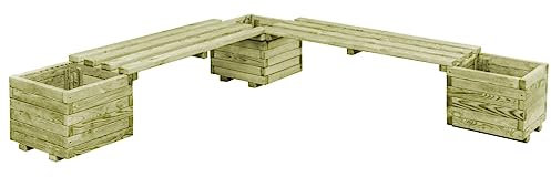 FUDUGEHMIOFWFJJ miniteich Komplettset,pflanzentopf Gross Outdoor,Gartenbank mit Pflanzgefäßen Kiefernholz ImprägniertGeeignet für Garten, Terrasse, Schlafzimmer, Wohnzimmer