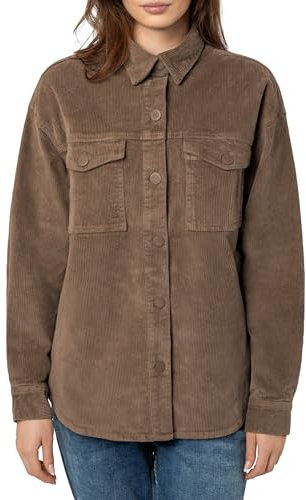 Eight 2 Nine Damen Cord Hemdjacke – Lässige Cordjacke mit Knopfleiste brown XL