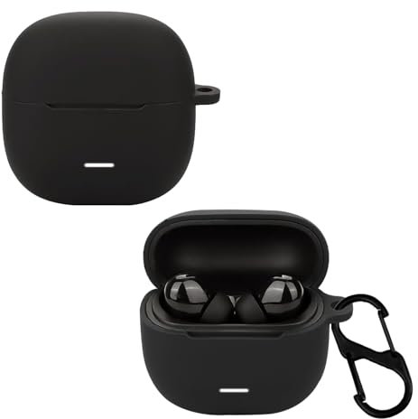 KZIOACSH Silicone Case for Xiaomi Redmi Buds 6 Lite, Ultra Slim Anti-Scratch Anti-Lost Protective Earbuds Case Lightweight Washable Sumdge-Proof Earphone Skin Cover with Carabiner, Black