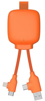 Cable Multi-Conectores USB 4 En 1 - Cargador Universal Y Batería Externa De 3000 mAh De Plástico Reciclado - Xoopar Gamma Lite Naranja