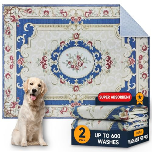 YOSEPATI Waschbare Pinkelpads für Hunde,2 Stück,super saugfähig,wiederverwendbar,Welpenunterlagen 60x45cm,schnell trocknend und rutschfest,für Kiste,Boden (Buntes Medaillon, 60 x 45 cm (2 Stück))
