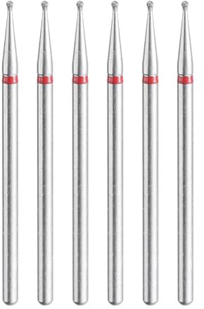 sourcing map 6pcs 200-230 Grits Diamond Grinding Bit 1mm Ball Head 2.35mm Shank 1mm Length Stone Sanding Drill Bits Rotary Tool for Ceramic Glass Nails Grinding Polishing