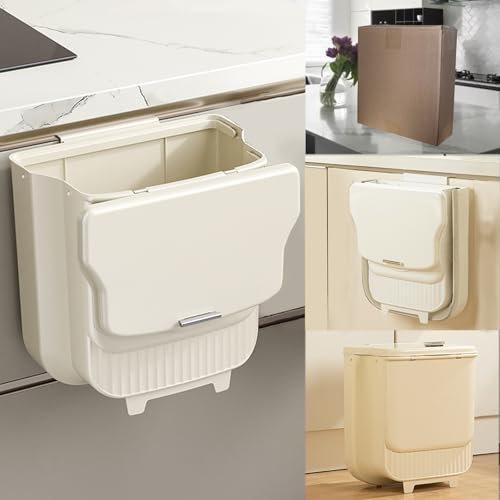 Faltbarer Hängender Mülleimer mit Deckel Küche Camping, 8.5L Faltbare Mülleimer Küche Abfalleimer Aufhängbarenzum Küchenabfalleimer für Küche/Camping/Auto/Bad/Büro/Schlafzimmer