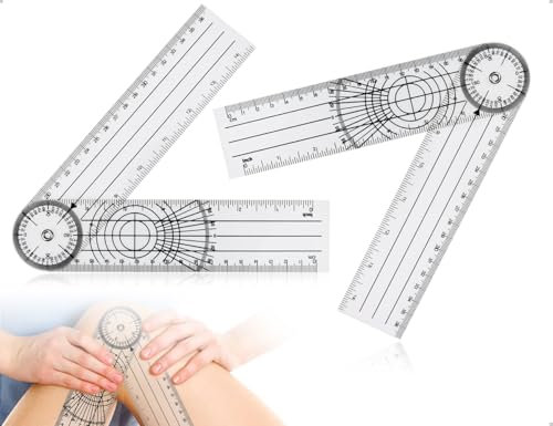 KAPSING Winkelmesser, PVC Goniometer Physiotherapie, Transparente 360° Drehung Protraktor Physiotherapie, 14 Zoll Medizinischer Winkelmesser (2)