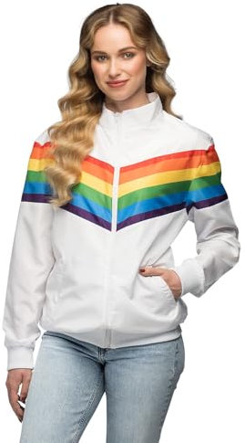 Boland - Chaqueta de chándal Vintage Rainbow, disfraz para mujer en estilo retro, de grupo para fiestas temáticas o carnaval