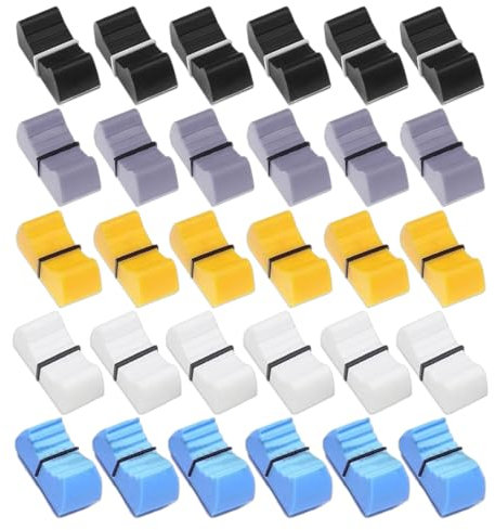 MOLZINY 30 Stück fader kappen mixer fader fader knob fader knopf Fader Knöpfe Faderknopf Aufnahme Bunte Fader Caps Konsole Mischer Schieberegler für DJ Mixer die Lautstärkeregelung Gitarrenkonsole
