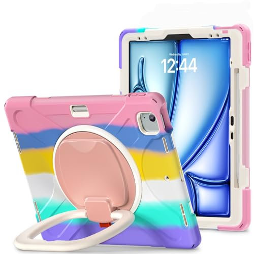 Funda protectora para tablet PC Case Compatible with iPad Pro 12.9 6th/5th/4th/3rd Generation 2022/2021/2020/2018, Shockproof Sturdy Cover with 360 Rotating Kickstand,Hand/Shoulder Strap Tablet Heavy