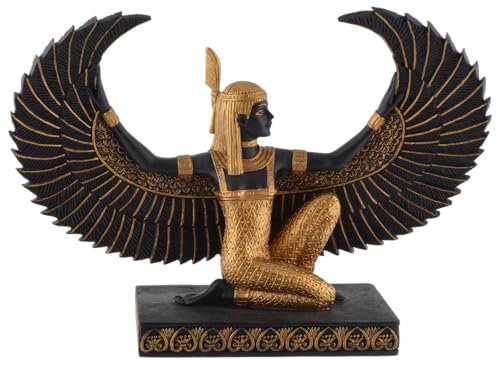 Veronese by Joh. Vogler GmbH Ägyptische Göttin Isis Statue,Mutter und Todesgöttin, aus Kunststein, Handbemalt, Schwarz-Gold,708-1562