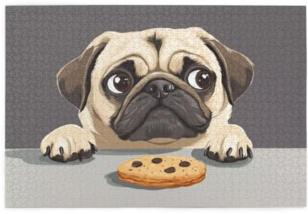 Hund Puzzle 1000 Teile Erwachsene Essen, Puzzles mit Verpackung Box und Poster, Lustig Stress Abbauen Familien Unterhaltungsspiele für Raumdekoration, Kreative Geschenke für Männer/Frauen 1T-741