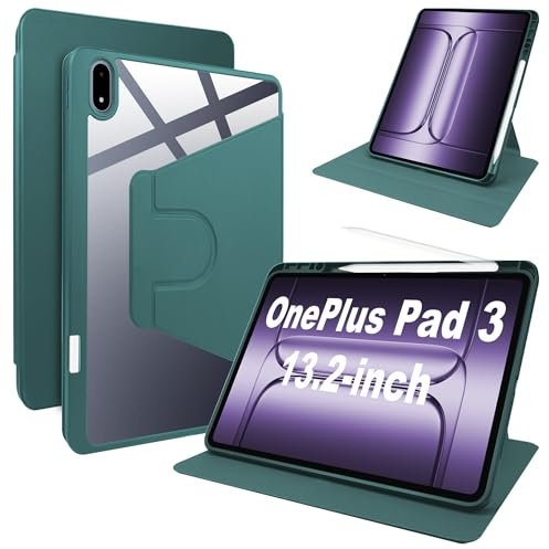 Lemxiee Funda para OnePlus Pad 3 Case con Soporte Plegable & con Ranura para bolígrafo,Funda de Cuero PU + acrílico Transparente