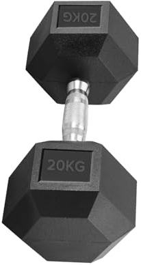 Hex Dumbbells 20kg Anti-Roll Design Rubber Coated Free Weights Dumbbell Set for Home Gym Strength Training Muscle Toning & Weightlifting