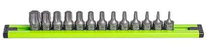 GripEdge |13-PC RPT 1/4'' Drive Low Profile Star Dual Action Driver Set | Includes sizes - T8, T10, T15, T20, T25, T27, T30, T40, T45, T47, T50, T55 & T60 | Includes Premium Aluminium Rail |