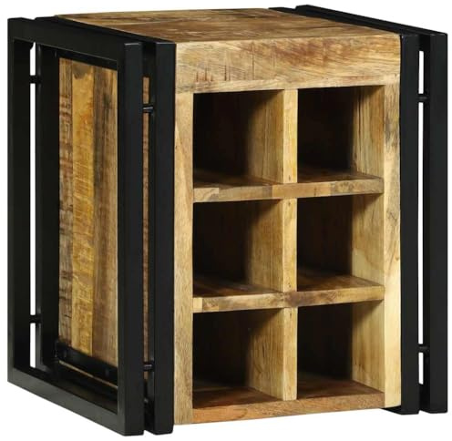 vidaXL Étagère à vin Marron 34.5 x 35 x 39 cm Bois de manguier Massif, Cave à vin, déco Rustique, Rangement Solide, Organisateur rectangulaire, Essentiel de Maison, Cuisine