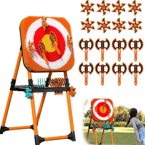 Axe Throwing Game Bristle Target, Axe Throwing Outdoor Games with 8 Axes & 8 Darts, Hand Axe Throwing Set Lawn Dart Combo for Kids Adults and Family, Backyard Games, Yard Game