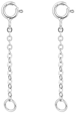 CYMYGS 2 Pcs 925 Sterling Silver Necklace Extender, 3 cm Chain Extenders Extension Silver, for DIY Necklaces Bracelet Jewelry Making, Necklaces Suspenders