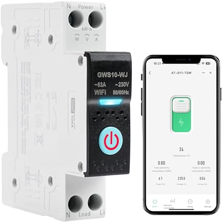 Interruttore Smart WIFI 63A Tuya interruttore Intelligente wifi controllo vocale 5 Modalità di Temporizzazione AC 230V smart switch monitoraggio energetico Compatibile con Alexa/Google Home GWS10-WJ