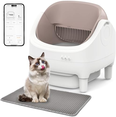 XL Katzenklo Selbstreinigend, Selbstreinigende Katzentoilette mit Oben offenem Design, App-Steuerung, Sicherheitsschutz, Geruchsbeseitigung, Großes Elektrisches Katzenklo für Mehrere Katzen
