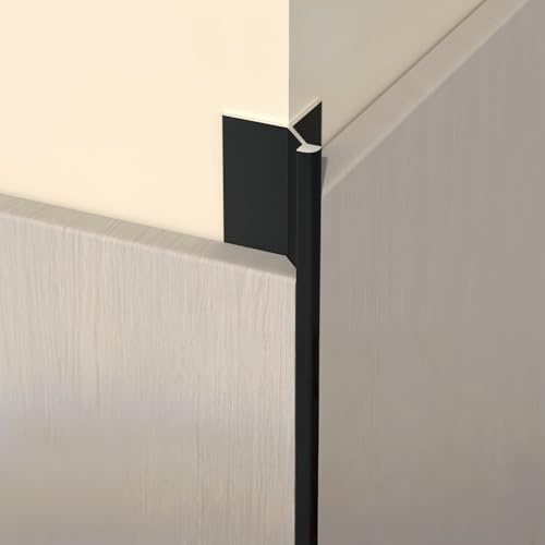Coayuou Baguette De Finition pour Carrelage Aluminium Baguette Carrelage Bordures D’Angle 8-16 mm, 90 cm X 3, Antirouille, Décorative pour Salon Et Couloir(Black,8mm)