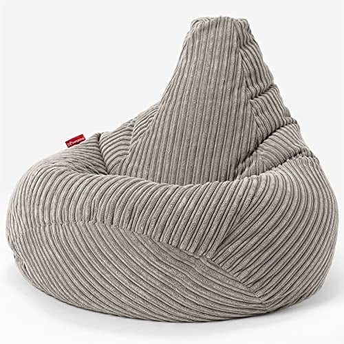 Lounge Pug Cord Highback Bean Bag Chair - Gaming Bean Bags UK Recliner Chair - Mink