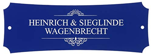 Türschild eckig blau 14 x 5 cm Namensschild Klingelschild Aluminium mit Text Gravur jetzt selbst gestalten