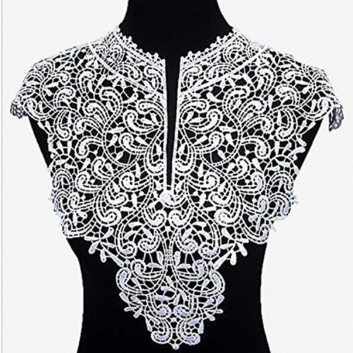 Yulakes 2pcs Spitzenkragen Einsatzkragen Kragen Verzieren für Kleid DIY Handarbeit Vorne + hinten -one Size (weiß)