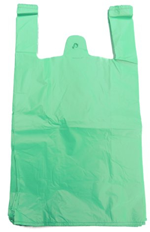 EPOSGEAR Extra Strong Eco Recycled Plastic Vest Carrier Shopping Bags - Perfect for Shops, Market Stalls, Off Licences etc (24mu Large - 11 x 17 x 21, Green, 100)