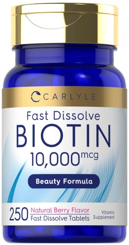 Carlyle Biotin 10000mcg | 250 Fast Dissolve Tablets | Max Strength