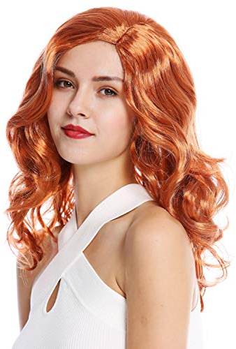 WIG ME UP - 90831-ZA130 Perücke Damenperücke Karneval Lang Wellig Mittelscheitel Rotblond Kupfer Kupferblond