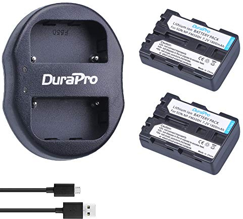 DuraPro 2Pcs NP-FM500H Rechargeable Li-ION Battery + USB Dual Charger for Sony Alpha SLT-A57,A58,A65,A65V,A77,A77V,A99,CLM-V55,DSLR-A100,A200,A300,A350,A450,A500 Cameras