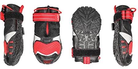 Kurgo Hundeschuhe Blaze Cross, Zum Schutz der Pfoten, Für jede Jahreszeit, Wasserdicht und reflektierend, Größe L, Rot