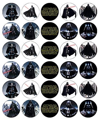 30 Darth Vader Cupcake Toppers Edible Wafer Paper Fairy Cake Toppers Birthday Cakes