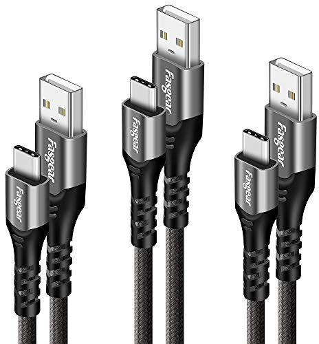 Fasgear Cavo USB, 3 Pezzi Cavo di Ricarica USB Tipo C da 1,8 m - Cavo di sincronizzazione USB C Compatibile con Galaxy S10 Oneplus 7pro Nokia 7.1 Sony Xperia L1 Huawei P20 (Grigio)